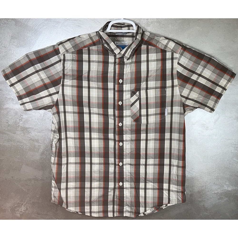 Columbia Omni-Wick Short Sleeve Advanced Evaporation Plaid Button Down Size M‎